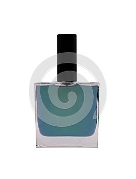 Blue perfume bottle isolated