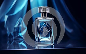 Blue Perfume Bottle Studio Photography. Generative AI