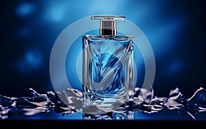 Blue Perfume Bottle Studio Photography. Generative AI