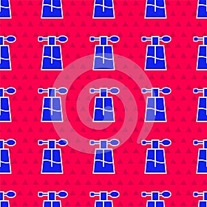 Blue Perfume icon isolated seamless pattern on red background. Vector Illustration