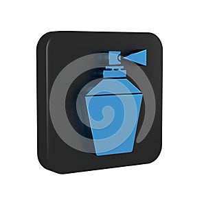 Blue Perfume icon isolated on transparent background. 8 March. International Happy Women Day. Black square button.