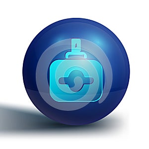 Blue Perfume icon isolated on white background. Blue circle button. Vector