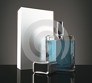 Blue perfume with packaging