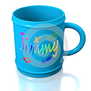 Blue personalized plastic mug photo