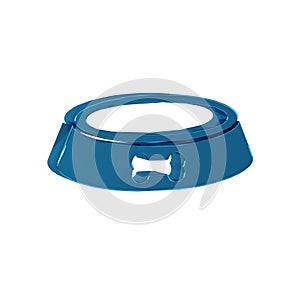 Blue Pet food bowl for cat or dog icon isolated on transparent background. Dog bone sign.