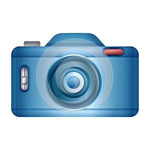 Blue photo camera sign. Photography picture creation studio. Photographer. Snapshot. Optical digital equipment. Image album vector