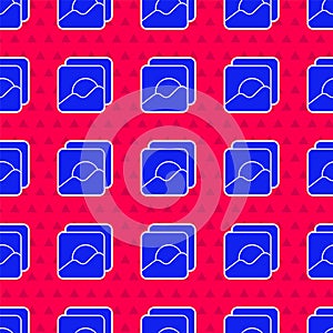 Blue Photo icon isolated seamless pattern on red background. Vector Illustration