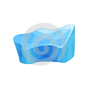 Blue piece of ice, cold frozen block vector Illustration