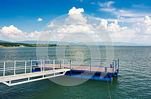 Blue pier on Zemplinska Sirava lake