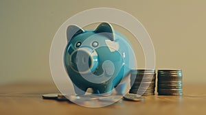 The blue piggy bank