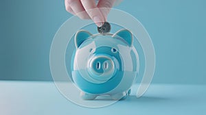 The blue piggy bank.AI generated image photo