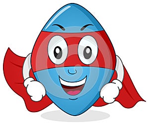 Blue Pill Superhero Cartoon Character