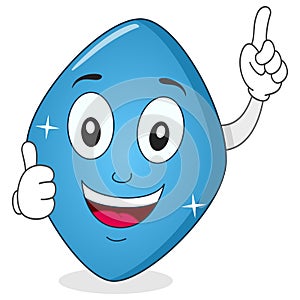 Blue Pill Viagra Character with Thumbs Up