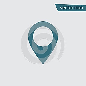 Blue Pin Map icon isolated on background. Modern flat pictogram, business, marketing, internet conce