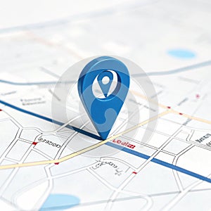 Blue pin with map location isolated on white background