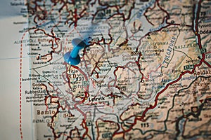 Fitjar, Norway, blue pinhead on map.