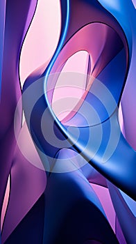 Blue and Pink Abstract Design with Curved Lines and Shapes - AI Generated