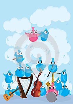 Blue pink birds instrument