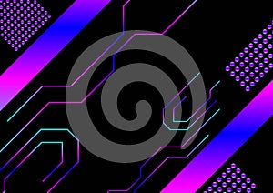 Blue and pink on a black technology abstract background