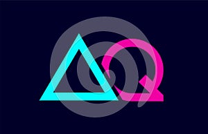 blue pink colorful alphabet letter logo combination aq a q design