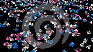 Blue, Pink And Colorless Topaz On Transparent Background