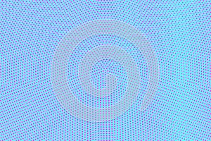 Blue pink dotted halftone. Radial faded dotted gradient. Half tone background.