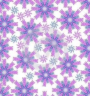 Blue and pink grabbed stars on white background, seamless flower vector background, beautiful floral ornament