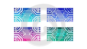 Blue and Pink Gradient Circuit Board Pattern, vector design Generative AI