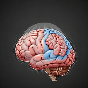 In blue and pink, indicating different conceptualizations or