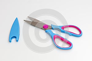 Blue and pink kitchen scissors