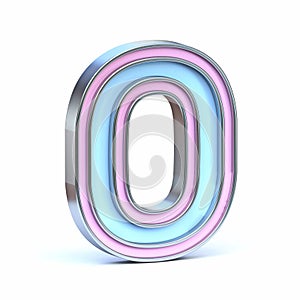Blue and pink metal font Number 0 ZERO 3D
