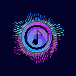 blue and pink music spectrum logo minimalist