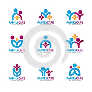 Blue pink orange Family care logo vector design