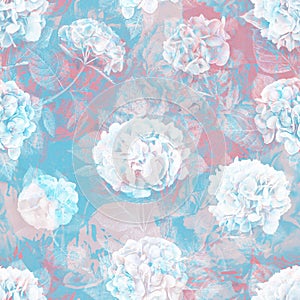 Blue pink pattern seamless wedding aesthetic floral abstract watercolor repeat background soft pastel colors surreal