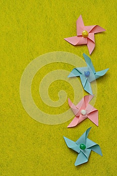 Blue and pink pinwheels