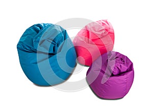 Blue, pink and purple beanbag chairs for living room