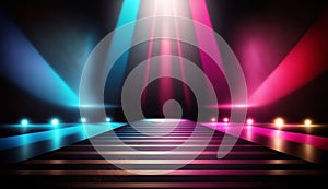 Blue Pink Red Golden Stage Spotlights Awards Graphics Background Celebration. Generative ai