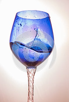 Blue pink round martini glass