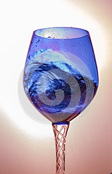 Blue pink round martini glass