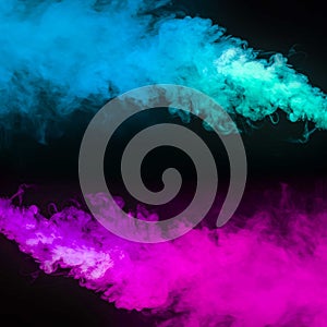 blue pink smoke effect black background. High quality photo