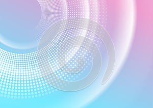 Blue pink smooth blurred circles and halftone abstract background