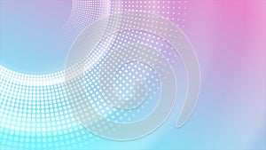 Blue pink smooth blurred circles and halftone abstract motion background