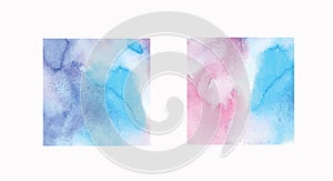 Blue and pink watercolor background, texture, template. vector illustration