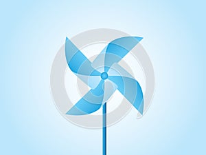 Blue pinwheel made with paper vector illustration on light background for childhood play