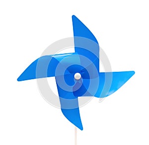 Blue pinwheel on white background