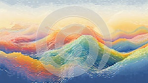 blue pixelated abstract landscape