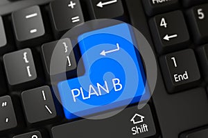 Blue Plan B Button on Keyboard. 3D.