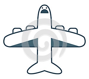 Emoji of the screaming plane at flight, vector or color illustration photo