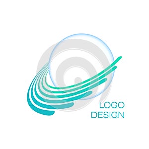 Blue planet. Creative globe logo concept. Uranus. Vector