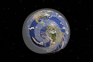 Blue Planet Earth Globe View from Space. Elements of this image furnished by NASA. 3d Rendering